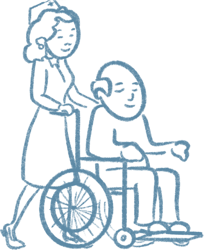 Nurse with Elderly Man in Wheelchair